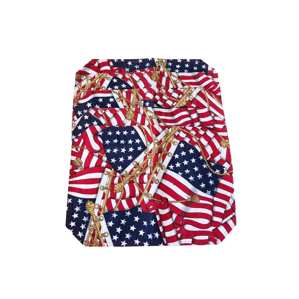 Set of 5 Patriotic American Flag Placemats Red White Blue Americana Decor 17x12